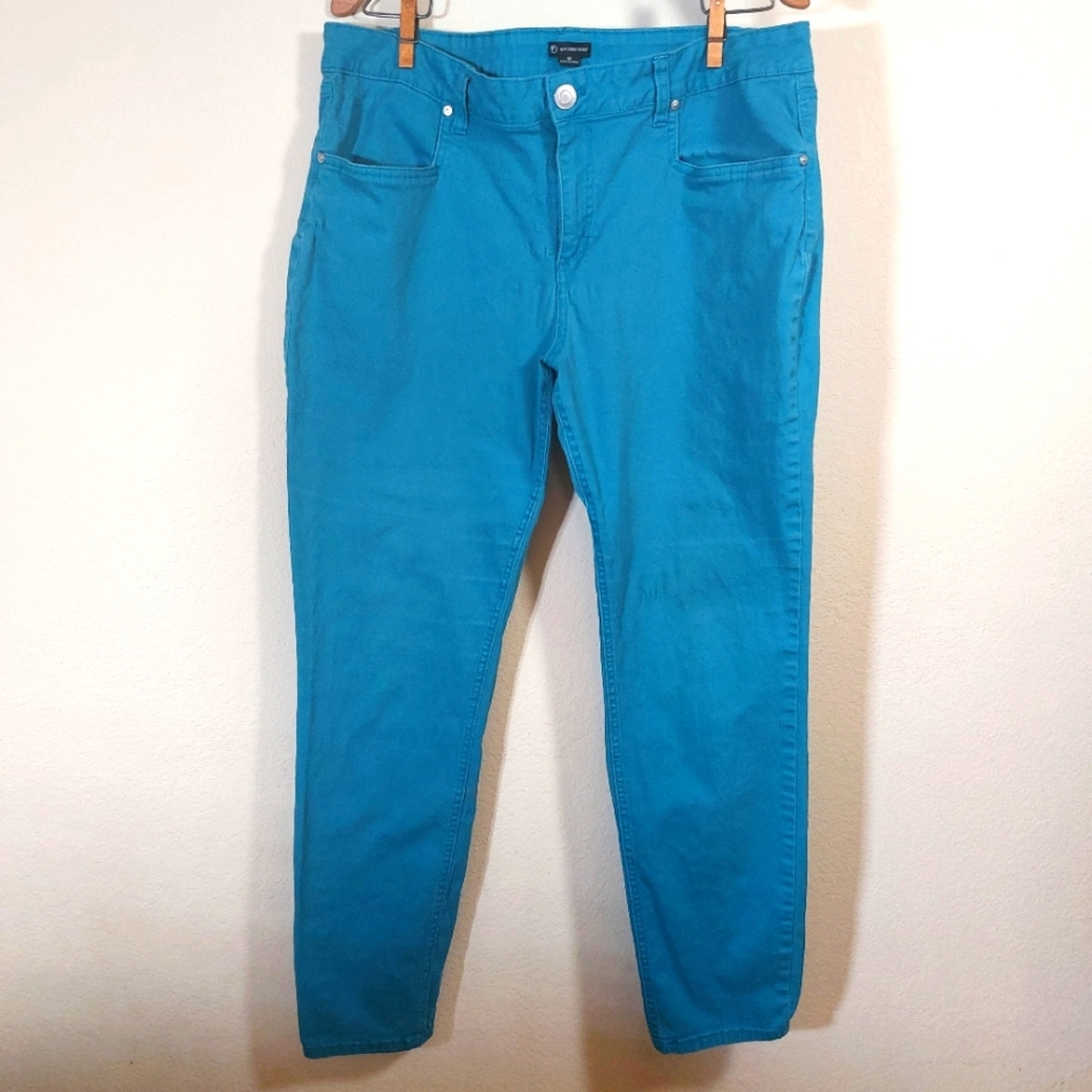 New Direction Teal Cotton Stretch Jeans, size 16